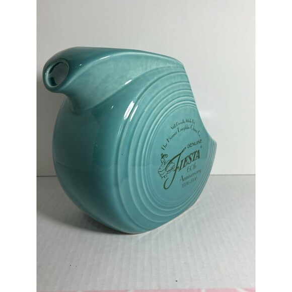 Fiesta 60th Anniversary Fiestaware Turquoise Large Disc Pitcher 67oz 7.5” - Picture 7 of 7